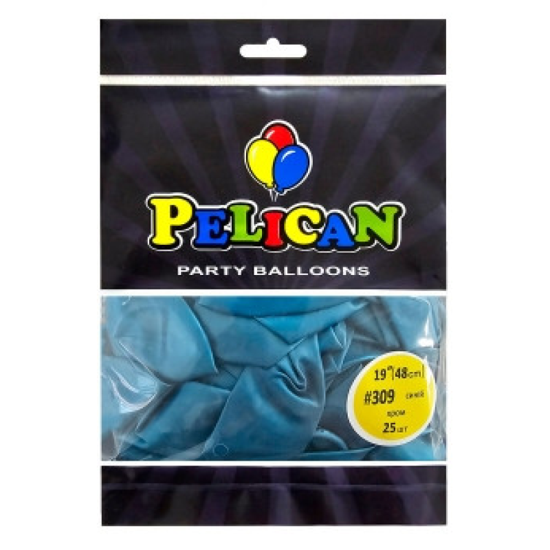 Кульки латексні 19“ (48см) хром синій 25шт Синій Pelican 819309 KNZ
