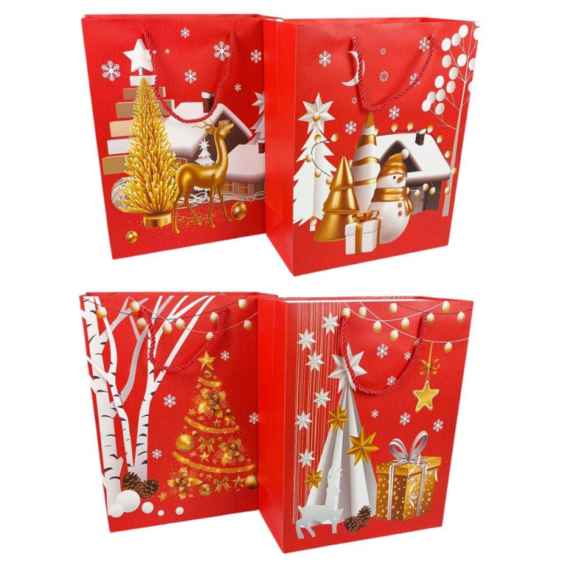 Пакет подарунковий 230г/м2 “Новорічний“ 255 х 32 х 12,5см 4 види SD-002-M KNZ