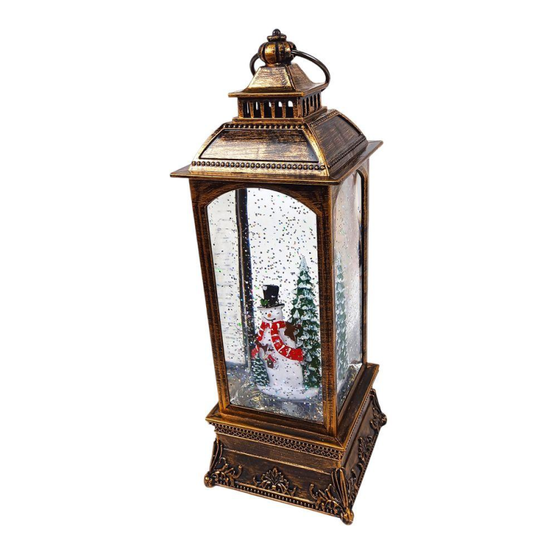 Ліхтар декоративний світиться новорічний LED музичний “Сніговик“ гельблеск 29 х 10см 2 вигляд DW-3403-2 KNZ