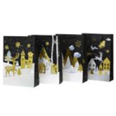 Пакет подарунковий новорічний 18 х 23 х 10см 4 дизайну 6028S2628 KNZ