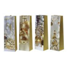 Пакет подарунковий новорічний під пляшку, 4 дизайни, 210g, 35 х 12 х 9 см 2604 KNZ