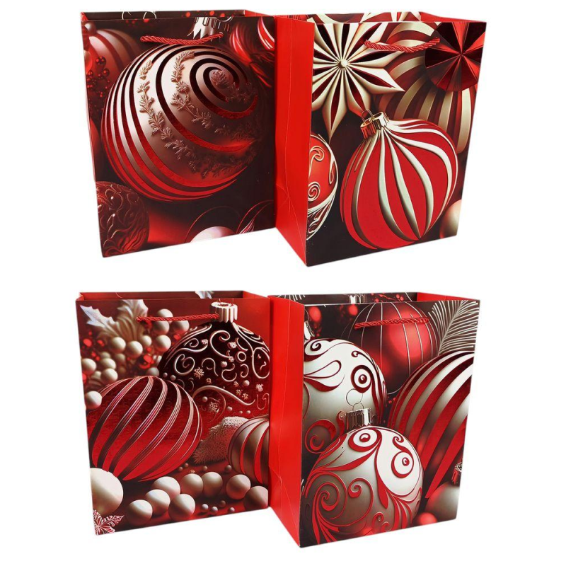 Пакет подарунковий новорічний 30 х 42,5 х 12см 4 дизайну 2605L KNZ