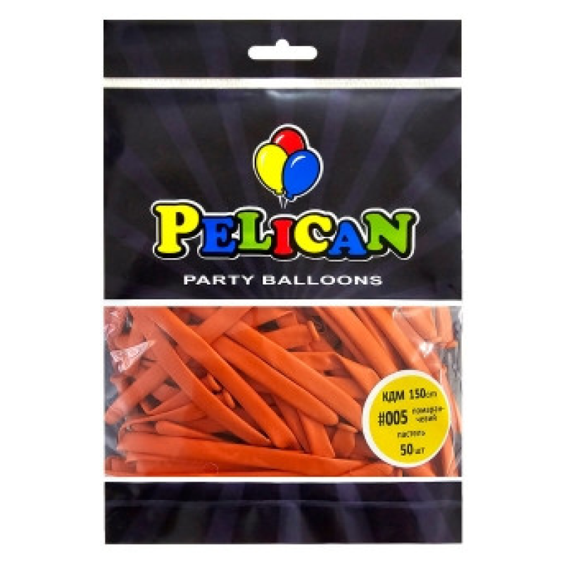 Кульки для моделювання (ШДМ) 150 см пастель жовтогарячий, Pelican 50 шт Жовтогарячий Pelican 822005 KNZ