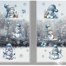 Набір Різдвяних наклейок на вікна А4 “Сніговик“ 0227 KNZ