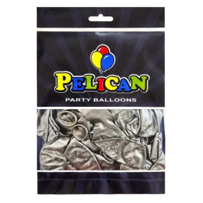 Кульки Pelican латексні 12“ (30 см) “З Днем народження, гірлянда“ хром зібло 5-стр 50 шт 824054 KNZ