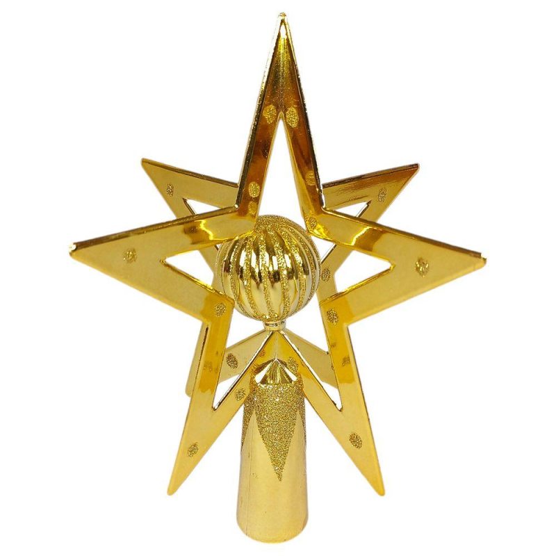 Верхівка для ялинки різдвяна Зірка 3D золота, 20 см 11555265 gold KNZ