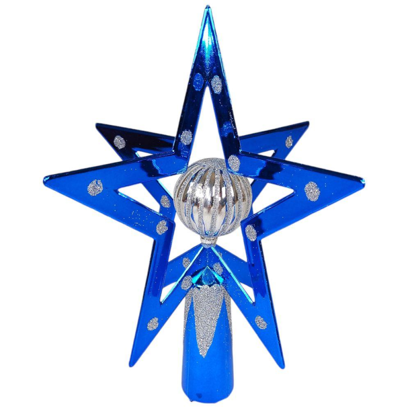 Верхівка для ялинки різдвяна Зірка 3D синя, 20 см 11555265 blue KNZ Верхівка для ялинки різдвяна Зірка 3D синя, 20 см 11555265 blue KNZ