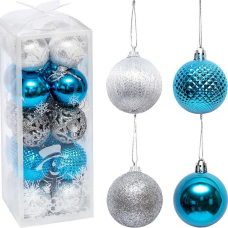 Набір куль для ялинки 20шт D5см Блакитний/Срібло DF23-021 KNZ