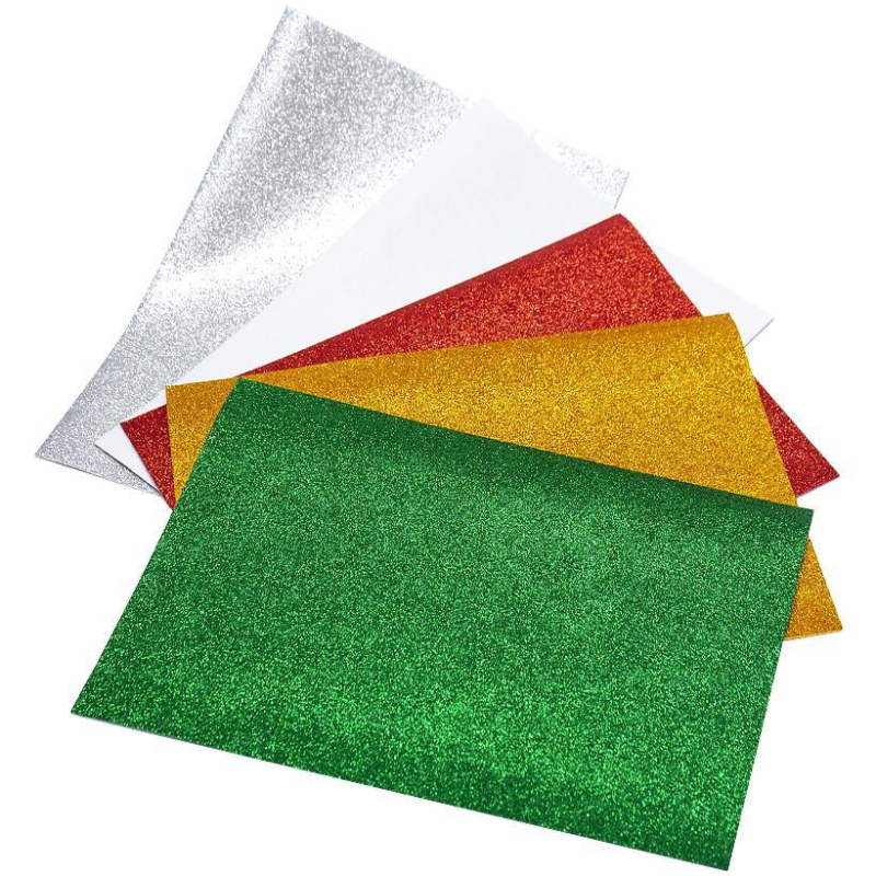 Фоаміран А4 мікс кольорів 5 аркушів з глітером клейова основа 21х29,7см 1,5мм GL-EVA-1,5-ADH-MIX KNZ