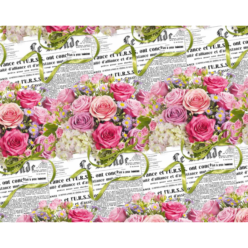 Крейдований папір - газета в трояндах Рожевий Unison PVM10-213 KNZ