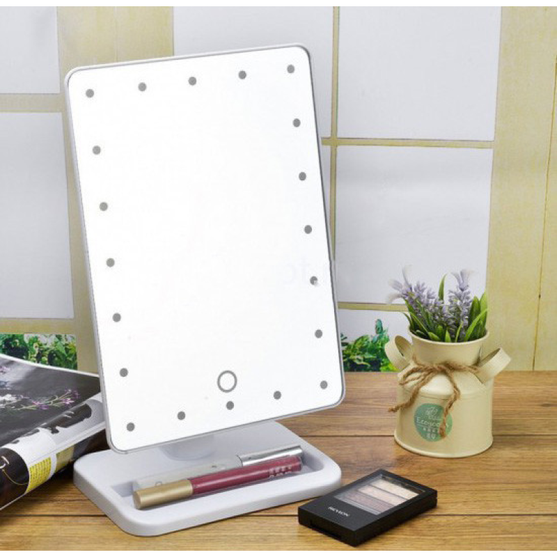 Настільне дзеркало для макіяжу з LED підсвічуванням прямокутне 22 діода Біле KNZ