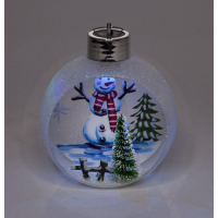 Ялинкова куля LED різним кольором 3D фігура “Сніговик“ 11 х 9,5 х 6,5см Білий Unison 9964 KNZ