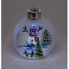 Ялинкова куля LED різним кольором 3D фігура “Сніговик“ 11 х 9,5 х 6,5см Білий Unison 9964 KNZ