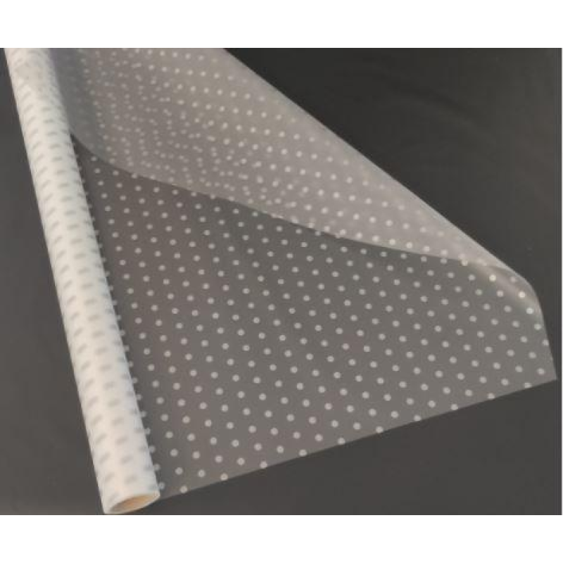 Плівка матова для квітів 0,6х10м “ГОРОХ невеликий“ срібло PMP1781 KNZ