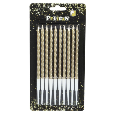 Набір свічок для торта “СПІРАЛЬНІ 14 см“, жовте золото 10шт / уп Золотий Pelican 868121 KNZ