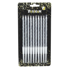 Набір свічок для торта “СПІРАЛЬНІ 14 см“, Срібло 10шт/уп Срібний Pelican 868122 KNZ