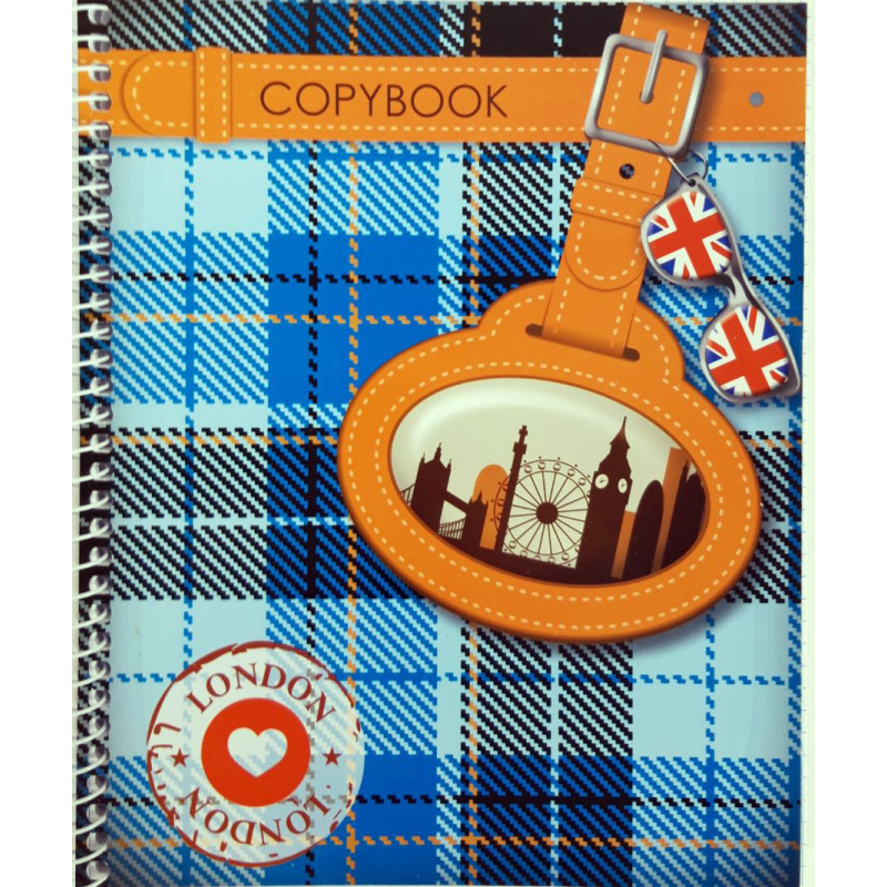 Блокнот для нотаток В5, бічна пружина,60 листів офсет, клітинка “Серія Лондон“, обкладинка м“яка Ц355035У KNZ
