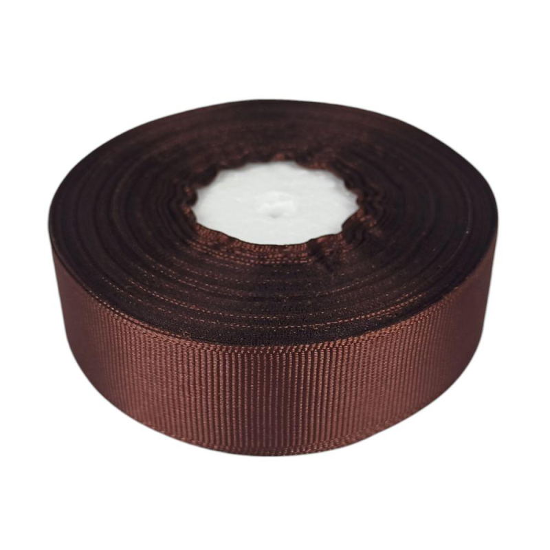 Репсова стрічка 2,5см, коричневий 23 метра D00225-32 KNZ
