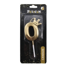 Свічка-цифра 3D з короною “0“ золото 6см 863100 KNZ