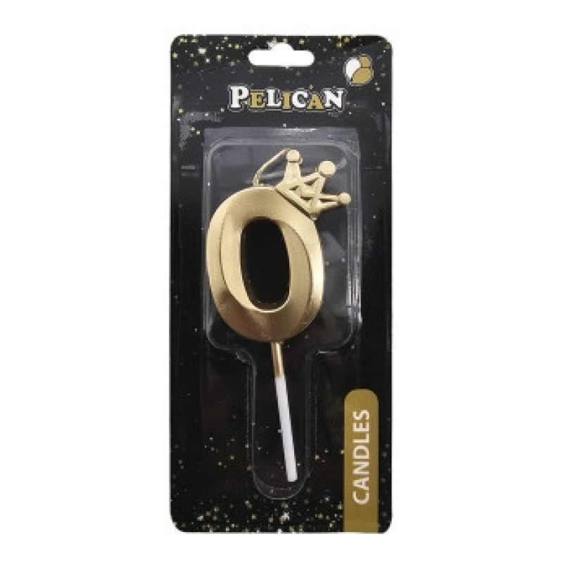 Свічка-цифра 3D з короною “0“ золото 6см 863100 KNZ