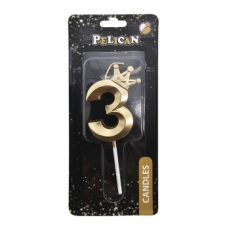 Свічка-цифра 3D з короною “3“ золото 6см 863103 KNZ