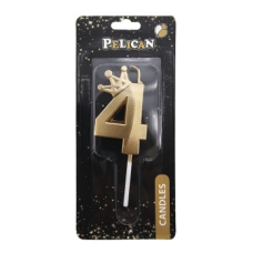 Свічка-цифра 3D з короною “4“ золото 6см 863104 KNZ