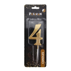 Свічка-цифра з блискітками “4“ золото 5см 863304 KNZ