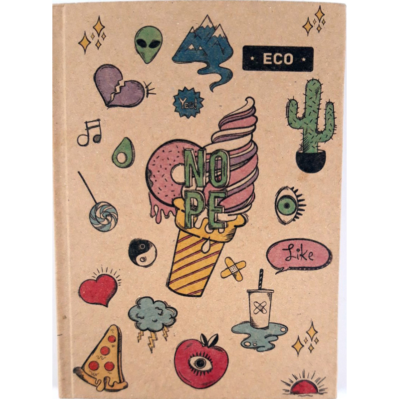 Блокнот А6, Еко папір - 48 аркушів, тверда обкладинка клітинка БН-021-МВ KNZ