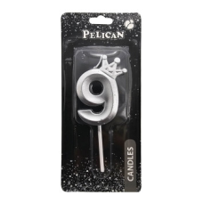 Свічка-цифра 3D з короною “9“ срібло 6см 863119 KNZ