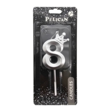 Свічка-цифра 3D з короною “8“ срібло 6см 863118 KNZ