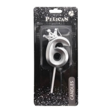 Свічка-цифра 3D з короною “6“ срібло 6см 863116 KNZ