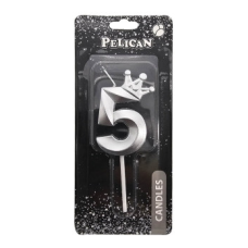 Свічка-цифра 3D з короною “5“ срібло 6см 863115 KNZ