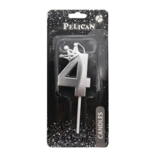 Свічка-цифра 3D з короною “4“ срібло 6см 863114 KNZ