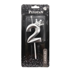 Свічка-цифра 3D з короною “2“ срібло 6см 863112 KNZ