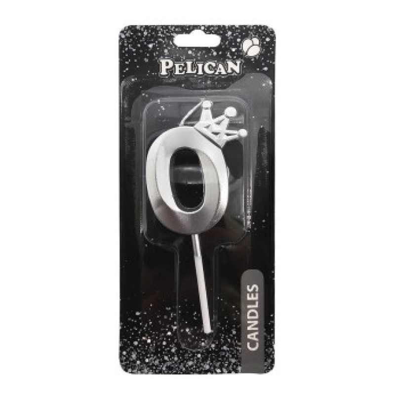 Свічка-цифра 3D з короною “0“ срібло 6см 863110 KNZ