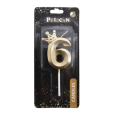 Свічка-цифра 3D з короною “6“ золото 6см 863106 KNZ