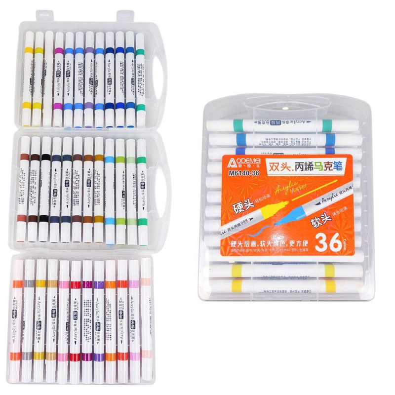 Набір акрилових скетчмакерів двосторонніх Aodemei м“який+твердий 36шт 6140-36M KNZ
