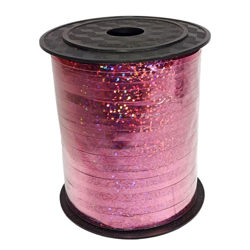 Стрічка малинова голограма для букетів, подарунків, куль - 0,5см, 250yard LP05150-5 KNZ