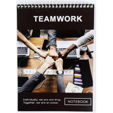 Блокнот для нотаток А5, верхня пружина, 100 аркушів офсет, клітка, “Серія Work Team“ БН-002-МВ KNZ