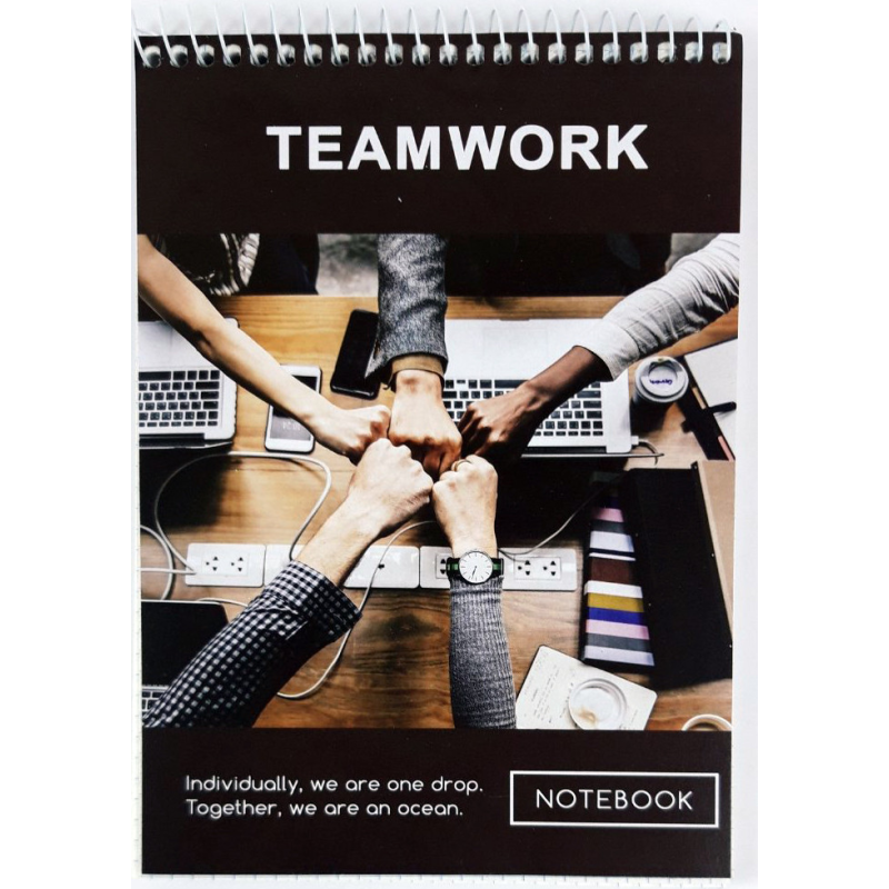 Блокнот для нотаток А5, верхня пружина, 100 аркушів офсет, клітка, “Серія Work Team“ БН-002-МВ KNZ