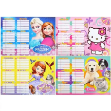 Розклад уроків В3 (35х50 см) ламінація для дівчаток KNZ