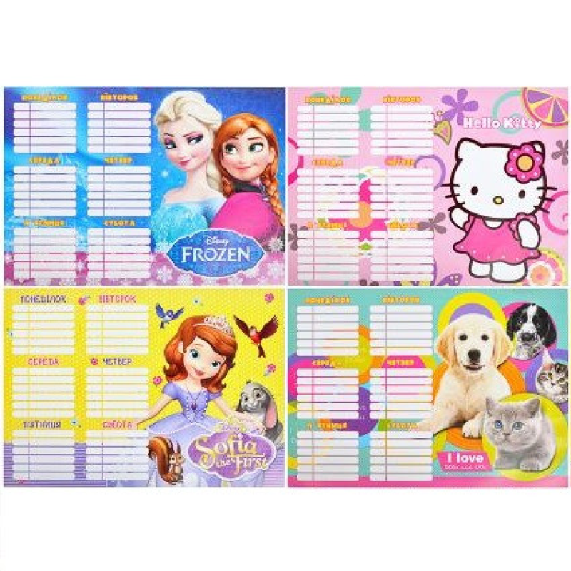 Розклад уроків В3 (35х50 см) ламінація для дівчаток KNZ Розклад уроків В3 (35х50 см) ламінація для дівчаток KNZ