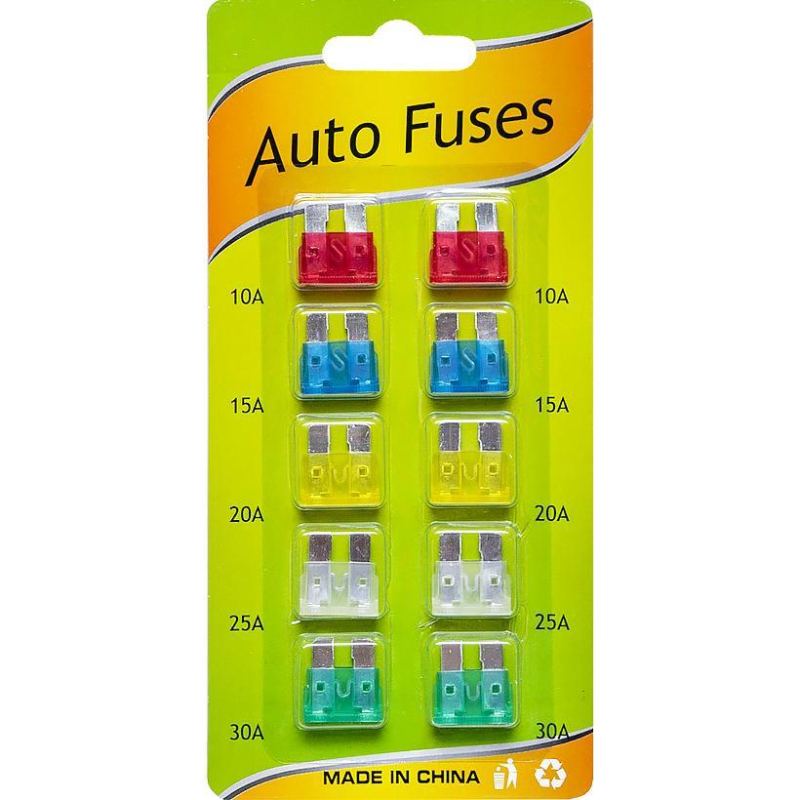 Набір автомобільних запобіжників 10шт (стандарт H=19мм) KNZ Набір автомобільних запобіжників 10шт (стандарт H=19мм) KNZ