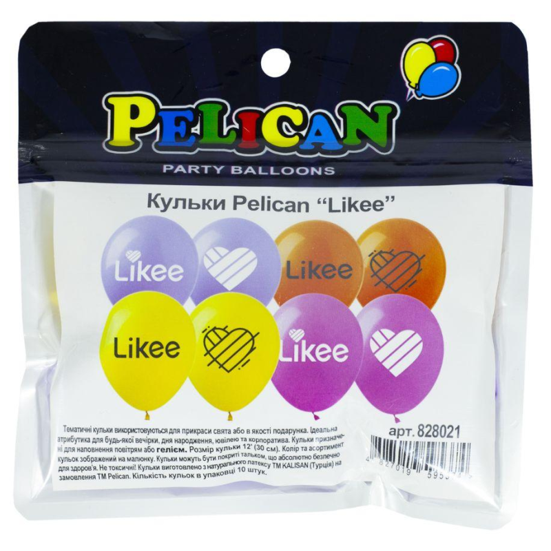 Кульки Pelican 12“ (30 см) “LIKEE“ 10 шт/уп Pelican 828021 KNZ