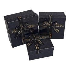 Набір коробок 3 шт квадратні 19 х 19 х 9,5 см Крокодил 10233-black KNZ