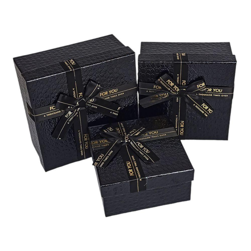 Набір коробок 3 шт квадратні 19 х 19 х 9,5 см Крокодил 10233-black KNZ Набір коробок 3 шт квадратні 19 х 19 х 9,5 см Крокодил 10233-black KNZ