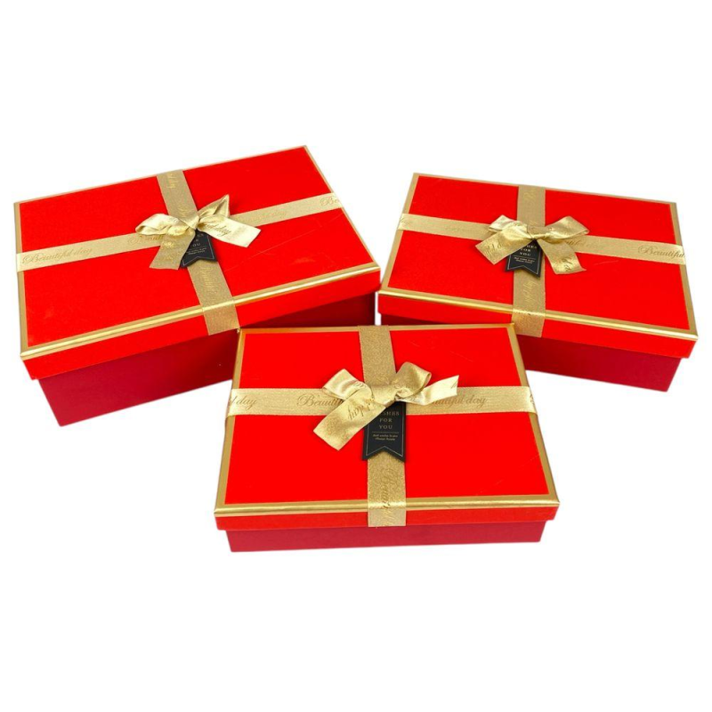 Набір коробок 3 шт прямокутні 29 х 21 х 10см із глітером 10240-red KNZ Набір коробок 3 шт прямокутні 29 х 21 х 10см із глітером 10240-red KNZ