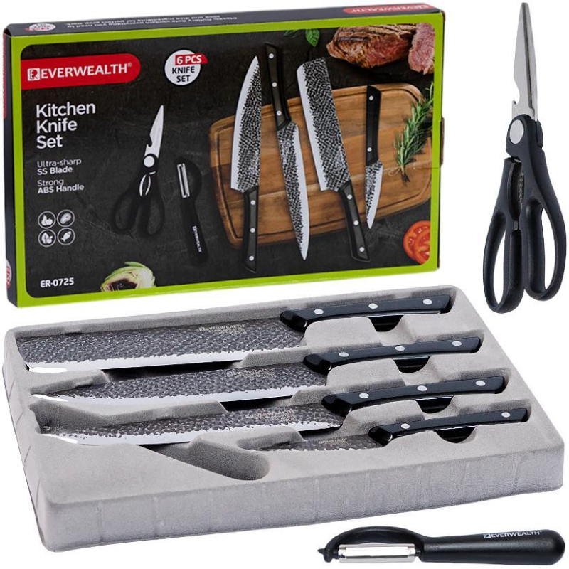 Набір металевих ножів у коробці, 6 предметів 36*22*4см ER-0725 KNZ