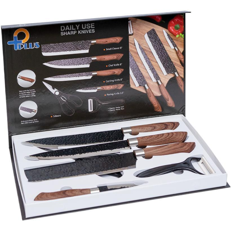 Набір металевих ножів у коробці 6 предметів 36*22*3см ER-0588 KNZ