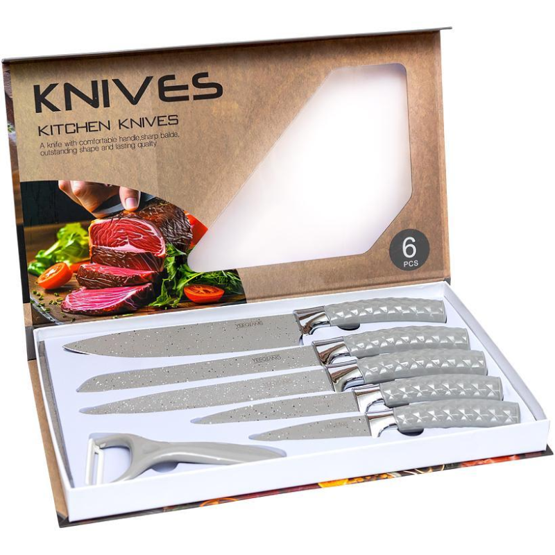 Набір металевих ножів у коробці 6 предметів 37*22*3,5см YQ-004 KNZ